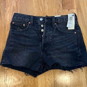 Aritzia high waisted black denim shorts